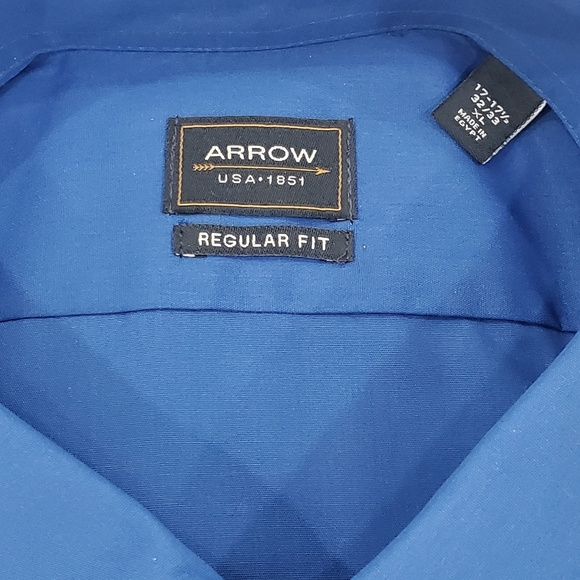 New arrow Blue  dress Button Down Shirt long sleeve regular fit size xl for men. - Picture 3 of 5